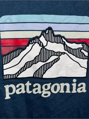 Patagonia Long-Sleeve Crewneck Tee in Deep Blue with White Logo